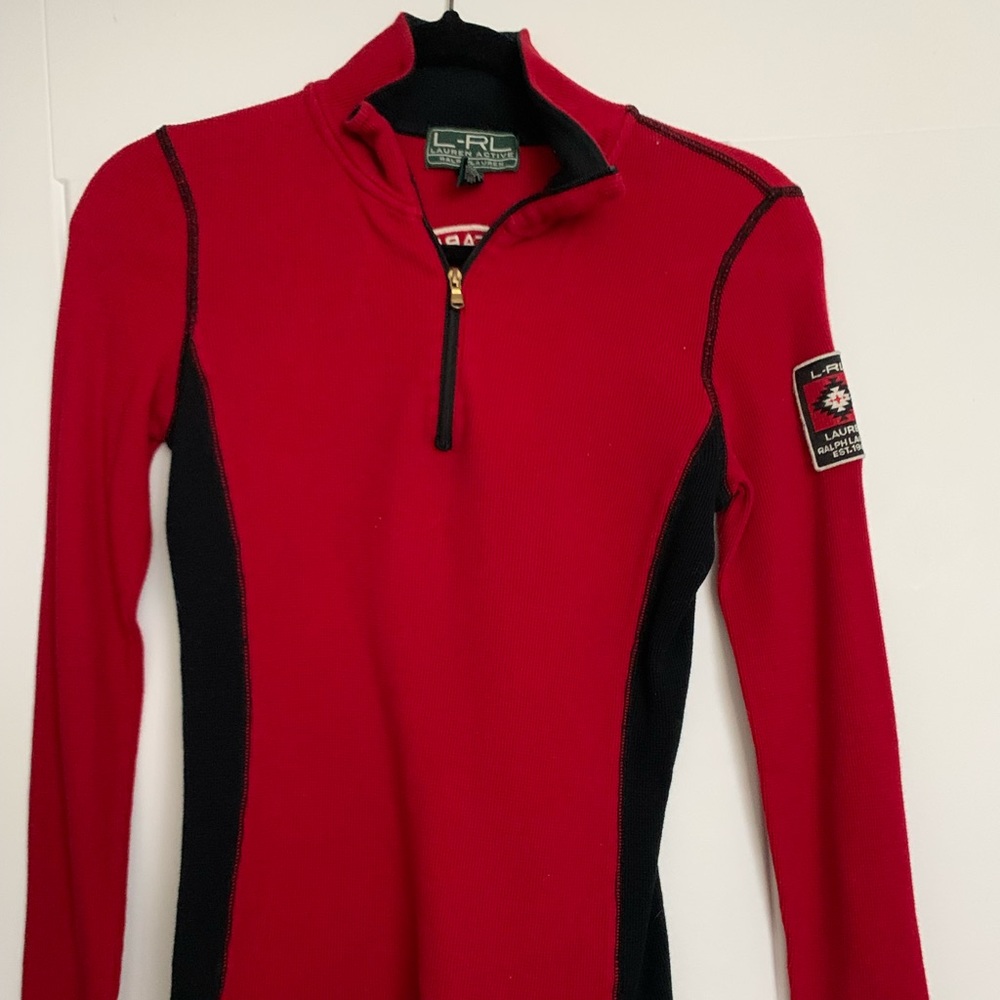 Ralph Lauren quarter zip with cute graphic on the back size S